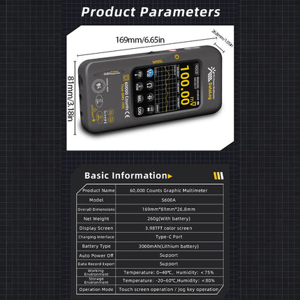 Voltmeter, Ammeter, Ohmmeter, Electrical Tester for Solar PV