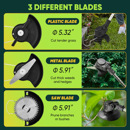 Cordless Weed Eater with Blades, Electric Weed Wacker