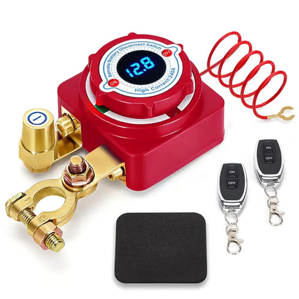 Car Kill Switch, Remote Battery Disconnect Switch with LED Voltage Display, 12V Battery Cut Off Switch for Boat and RV