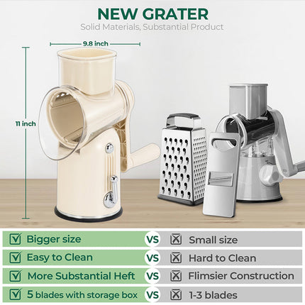 Rotary Cheese Grater, Vegetable Slicer with Suction Base – image 4