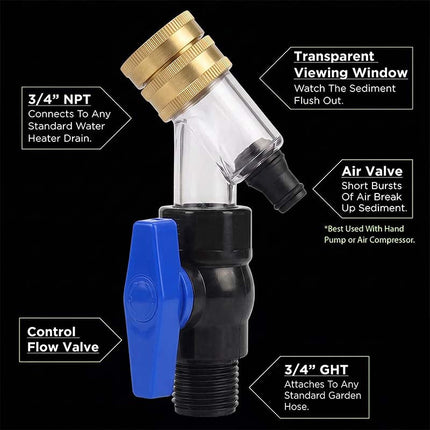 Water Heater Flush Kit, Water Heater Sediment Removal Tool with Viewing Window – image 4