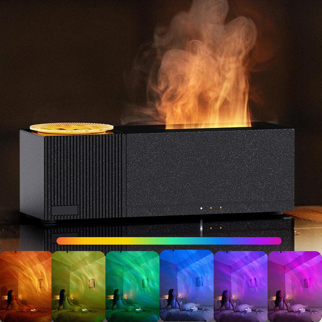 Essential Oil Diffuser with Flame Light, Ultrasonic Aroma Diffuser, Cool Mist Humidifier, Star Projector Night Light_01