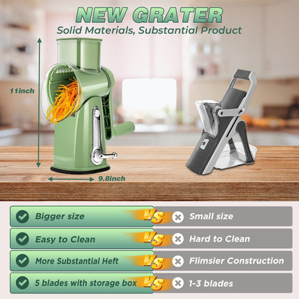 Rotary Cheese Grater Shredder with 5 Blades, Vegetable Slicer and Shredder – image 14