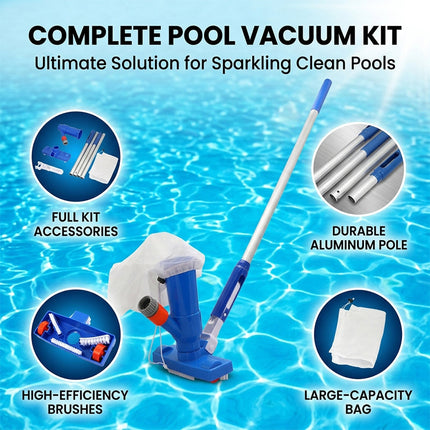 Pool Vacuum for Above Ground Pool, Hose Pool Vacuum with Brush Head and Pole Set