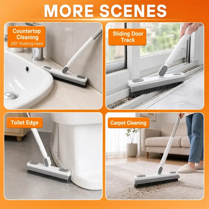 Long Handle Scrub Brush with Squeegee, Rotating Bathroom Cleaning Brush for Tile and Gaps – image 4