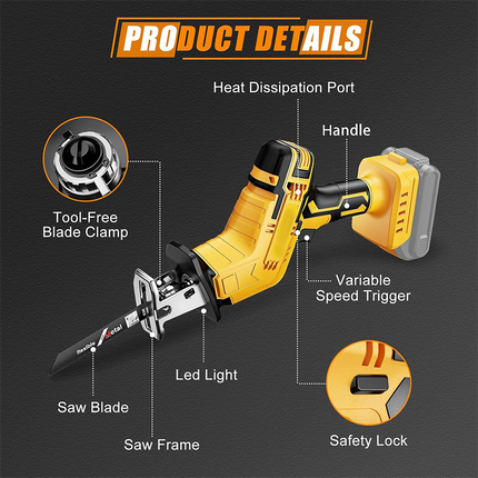 Cordless Reciprocating Saw with 4 Blades, Electric Saw for Wood and Metal Cutting – image 10