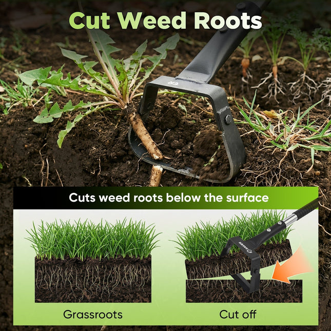 Garden Hoes, Mini Stirrup Hoe for Weeding with Stainless Steel Blade, Hula Hoe Garden Weeding Tool for Raised Beds_01