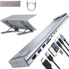 Laptop Docking Station, USB C Docking Station 8 in 1 with 4K HDMI, Foldable Adjustable Laptop Stand for Desk with Ports