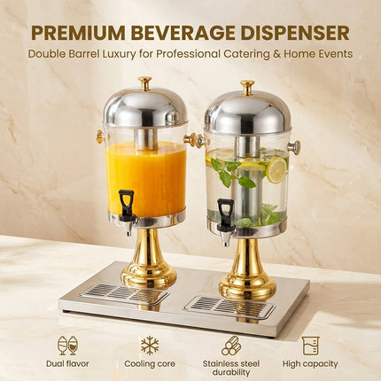 Party Drink Dispensers, Stainless Steel Beverage Dispenser with Ice Core and Drip Tray – image 13