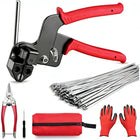 Zip Tie Gun Kit with 100 Metal Zip Ties, Heavy Duty Stainless Steel Cable Ties, Tie Wraps for Fence and Exhaust Pipe