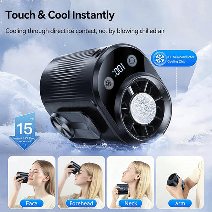 Portable Fan with Ice Cooling Plate, Battery Operated Fan for Hot Weather