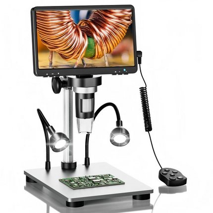 Digital Microscope with 7 Inch Screen, Coin Microscope with LED Lights, Soldering Microscope for Circuit Boards