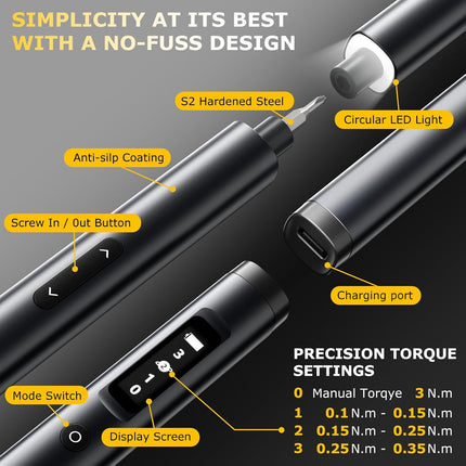 Electric Screwdriver Set 57 in 1, Cordless Screwdriver with LED Light