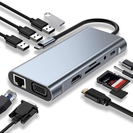 USB C Hub with HDMI, USB C to HDMI Adapter with VGA and Ethernet, SD Card Reader, Type C Adapter for MacBook