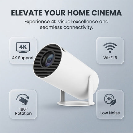 Portable Projector with WiFi 6 and Bluetooth, Mini Projector for Bedroom