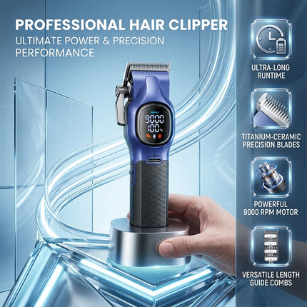 Professional Hair Clippers for Men, Cordless Barber Clippers with LCD Display