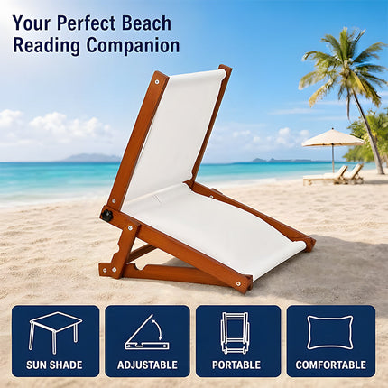 Beach Pillow with Face Shade, Outdoor Sun Shade with Foldable Wood Frame – image 6
