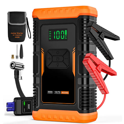 Portable Jump Starter, Portable Air Compressor Tire Inflator, Car Battery Jump Starter, Jump Box with Power Bank