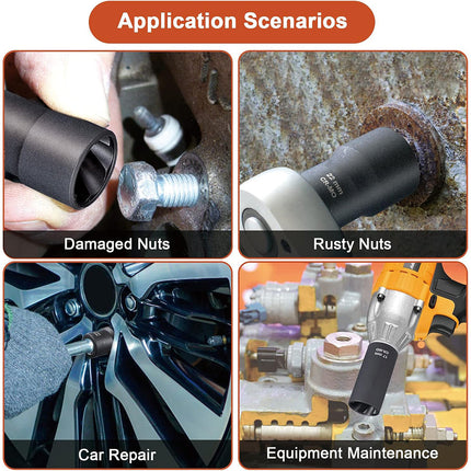 Lug Nut Remover for Damaged Bolts, Bolt Extractor Set with 5 Twist Sockets