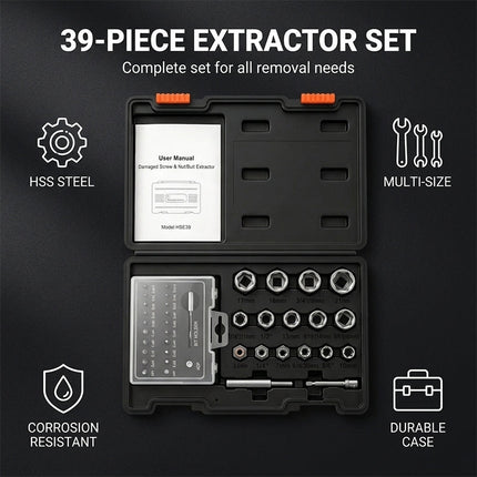 Screw Extractor Set, Easy Out Bolt Extractor Set with Drill Bits
