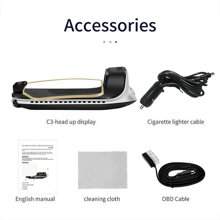 Car Heads Up Display with GPS and OBD2 Modes, HUD Display for Windshield