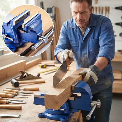 Heavy Duty Bench Vise with Anvil, 360 Degree Swivel Base Workbench Vise – image 10