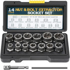 Bolt Extractor Set 13 Piece, Screw Extractor Set for Stripped and Rusted Bolts, Hand Tools with SAE and Metric Bolt