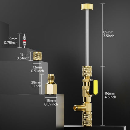 Valve Core Removal Tool for HVAC, Valve Core Tool Kit with 20 Cores and Adapter