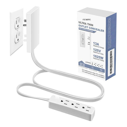 Outlet Cover Plate, Ultra Thin Outlet Concealer to Hide Plugs and Cords, Duplex Electrical Outlet Cover