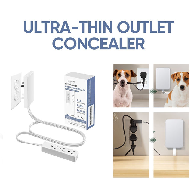 Outlet Cover Plate, Ultra Thin Outlet Concealer to Hide Plugs and Cords, Duplex Electrical Outlet Cover_01
