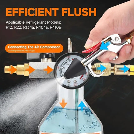 Air Conditioning Flush Kit with Pressure Gauge