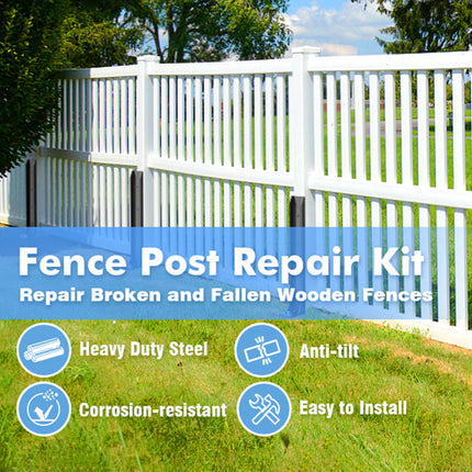Fence Post Repair Kit, H Shaped Metal Post Anchor and Brace for Fence Repair, Heavy Duty Fence Post Stakes – image 6