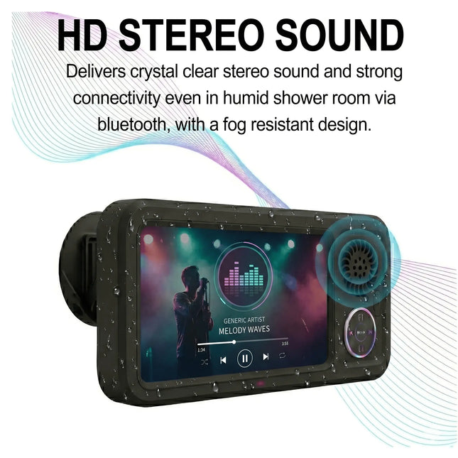 Shower Phone Holder with Speaker, Waterproof Bluetooth Speaker, Suction Cup Phone Holder with Touch Screen Cover_01