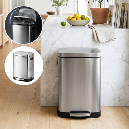 Stainless Steel Trash Can with Lid, Silent Close Step On Trash Can – image 12