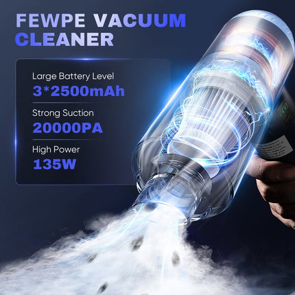 Handheld Cordless Vacuum for Car, Brushless Handheld Vacuum with Electric Air Duster and Portable Air Pump