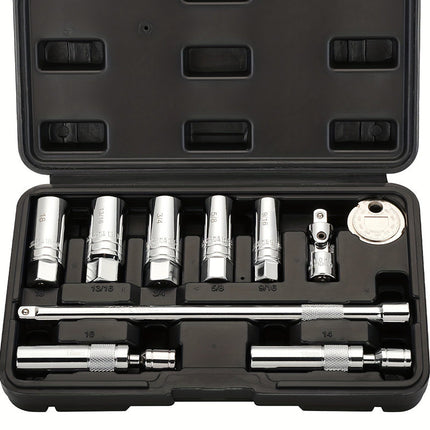 Magnetic Spark Plug Socket Set with Spark Plug Gap Tool, Universal Joint Socket and Extension