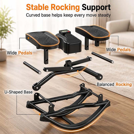 Mini Stair Stepper with Resistance Bands, Side to Side Rocking Stepper