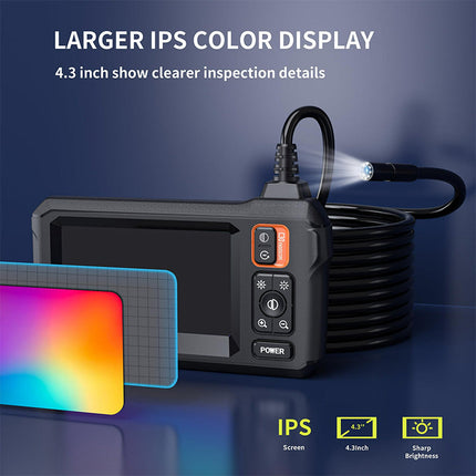 Borescope Camera, Industrial Endoscope with LCD Screen and 8 LED Lights