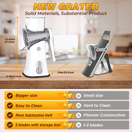 Rotary Cheese Grater Shredder with 5 Blades, Kitchen Gadget for Nuts – image 4