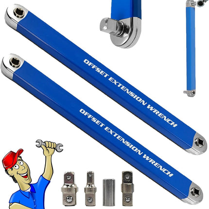 Offset Extension Wrench 3/8 Inch with 3 Socket Adapters