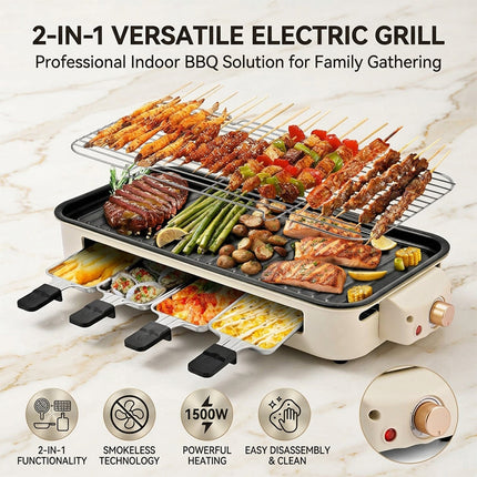 Indoor Electric Grill, Smokeless Indoor Grill with Temperature Control