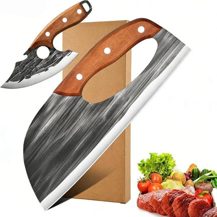 Hand Forged Meat Cleaver Knife, Stainless Steel Chopping Knife for Kitchen – image 5
