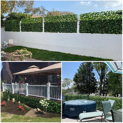 Expandable Faux Ivy Privacy Fence, Balcony Privacy Screen with Wood Lattice Frame