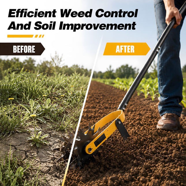 Rotary Garden Tiller, Hand Tiller Cultivator and Weeding Tool, Small Tiller for Raised Beds and Garden Rows_01