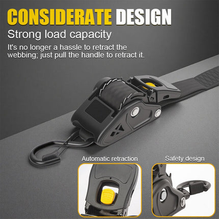Retractable Ratchet Straps 1 Inch, Heavy Duty Ratchet Straps with S Hooks – image 8