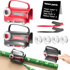 Wrapping Paper Cutter with Tape Dispenser, Rotary Paper Cutter for Gift Wrap, Paper Trimmer with Ribbon Rolls and Blades