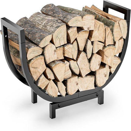 Outdoor Firewood Rack, 25 Inch Indoor Firewood Rack with Handle, Heavy Duty Firewood Holder for Fireplace and Fire Pit
