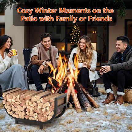Outdoor Firewood Rack, Heavy Duty Firewood Holder for Fireplace and Fire Pit
