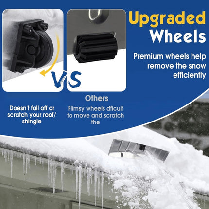 Roof Rake for Snow Removal, 26 Inch Snow Roof Rake with Wheels and Telescoping Pole – image 4