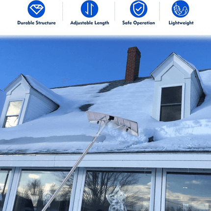 Roof Rake for Snow Removal, 26 Inch Snow Roof Rake with Wheels and Telescoping Pole